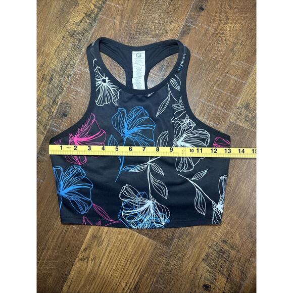 Fabletics Clara Sports Bra Black Floral Midi Womens Size Medium - Picture 2 of 6